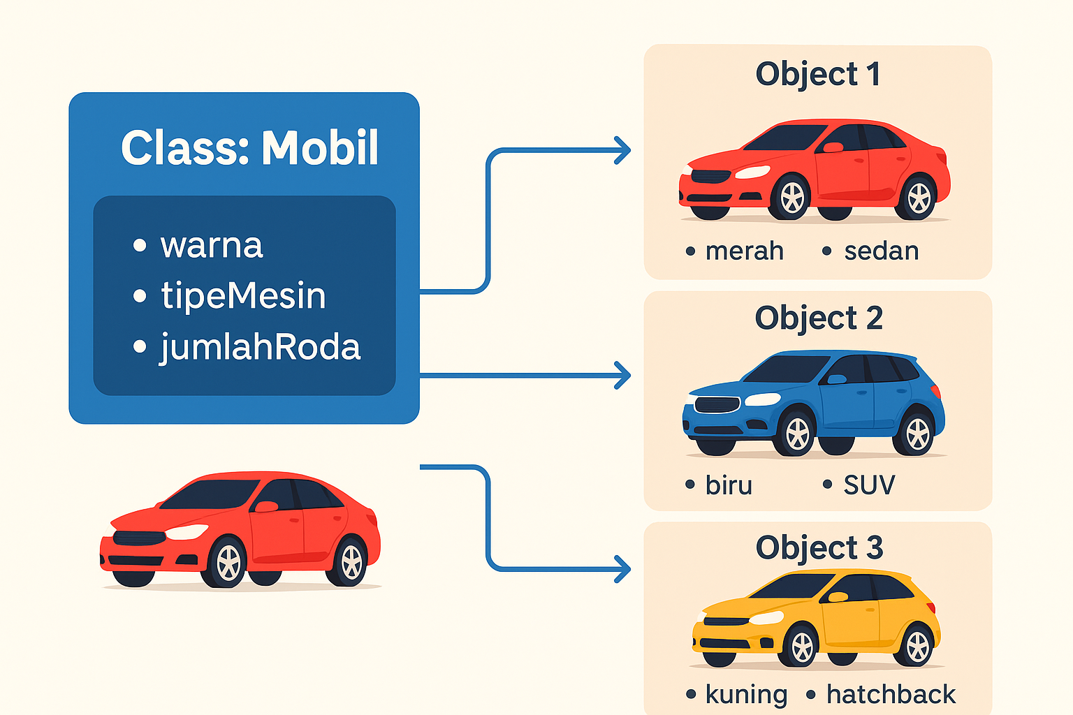 Gambar 3 Ilustrasi Class dan Object pada Konsep OOP