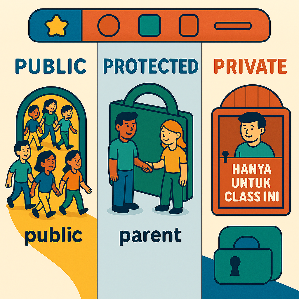 Gambar 4 Ilustrasi Akses Modifier: Public, Protected, dan Private